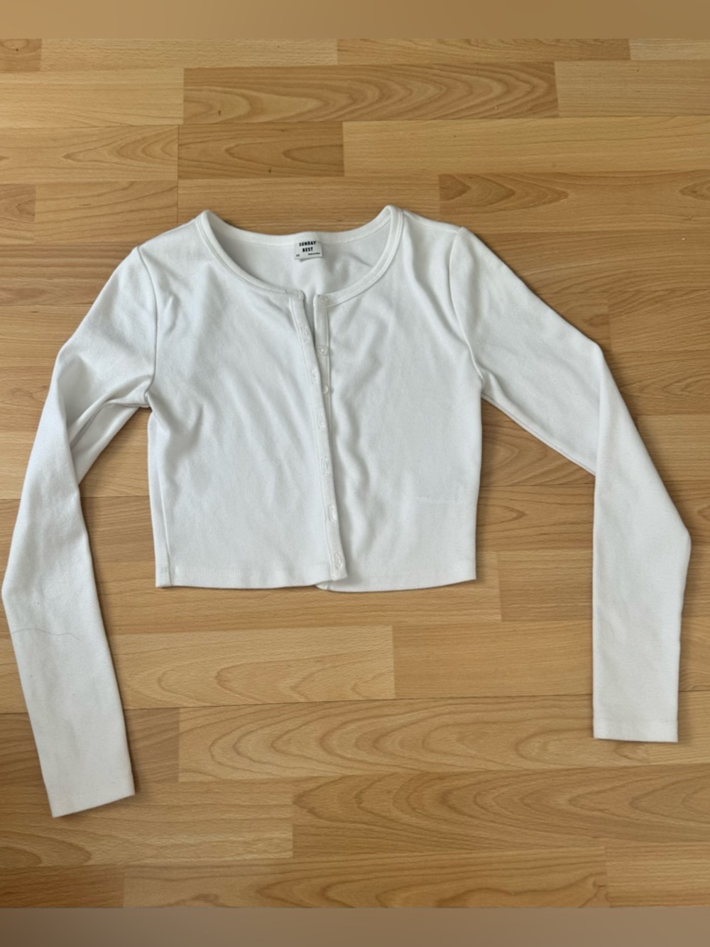Sunday Best White Cropped Button-Front Cardigan